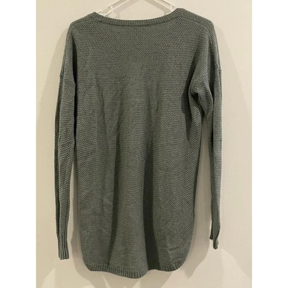 00127 - Madewell Off Grey-Green Waffle Knit High-Low Pullover Sweater S - Picture 3 of 11